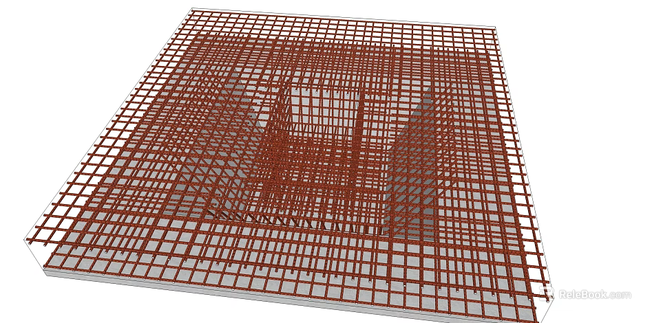 Red Metal Grid Structure For Construction Reinforcement And Building Framework 3d model