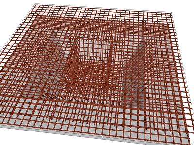 Red Metal Grid Structure For Construction Reinforcement And Building Framework 3d model