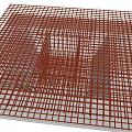 Red Metal Grid Structure For Construction Reinforcement And Building Framework 3d model