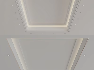 Stylish Modern Ceiling Design With Layered Structure Recessed Lights And LED Strips 3d model