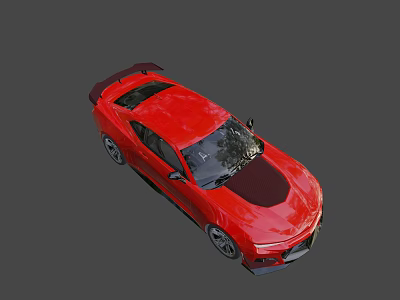 Red Sports Car Exterior With Black Roof And Rear Spoiler Design 3d model
