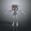 Game Movie Character With Pointed Ears Goggles Slender Body And Sharp Claws 3d model