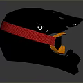 Tactical Military Helmet With Black Shell And Red Woven Strap For Combat Use