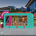 Modern Outdoor Installation With Pink Arch Blue Frame And Heart Decorations