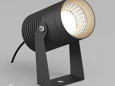 Outdoor Light Black Modern Design With Sturdy Stand And Spotlight Illuminated 3d model