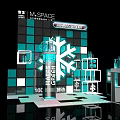 Snowflake Themed Photo Check-in Spot With Teal Green Square Tiles And Transparent Structures