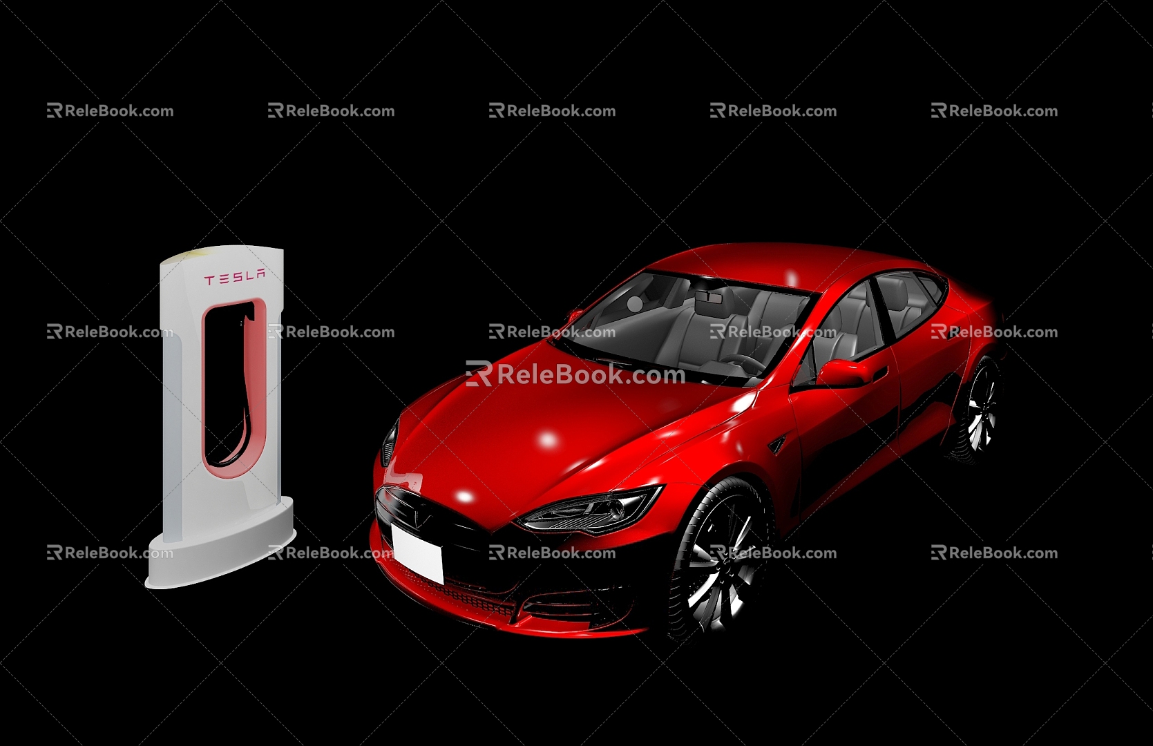 Tesla electric car charging pile 3d model