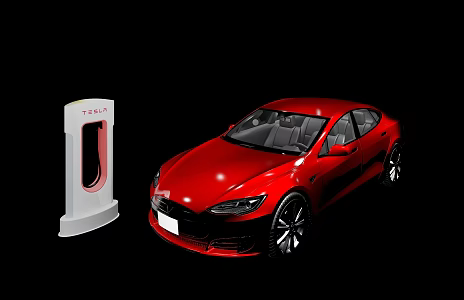 Tesla electric car charging pile 3d model