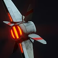 Sleek Modern Aircraft With Red And White Striped Wings And Orange Cockpit Design