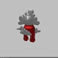 Cute Cartoon Character With Cloud Shaped Head And Red Body White Cloud Details
