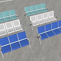 Modern Public Chairs In Green White And Blue With Metal Frame For Public Spaces
