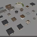 Various Landscape Pavilions 3D Models Showcasing Different Architectural Design Styles 3d model