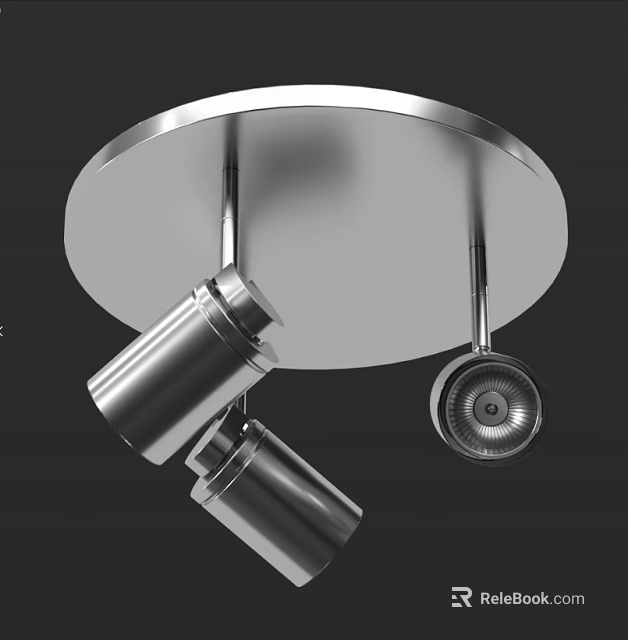 Modern Metal Ceiling Light with Round Design and Multiple Adjustable Spotlights 3d model 