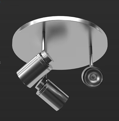 Modern Metal Ceiling Light with Round Design and Multiple Adjustable Spotlights 3d model