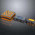 Industrial Equipment Storage Boxes in Different Sizes Orange Gray with Striped Design and Metal Edges