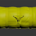 Yellow Roll Up Storage Bag With Brown Leather Straps And Silver Decorative Buckle