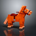 Stylized Pixel Art Orange Horse Creature Character in 3D Digital Game Render 3d model