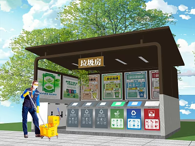 Community garbage room garbage bin classification garbage bin 3d model