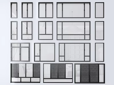 Casement Windows Various Modern Design Styles Displaying Single Double And Grille Panels 3d model