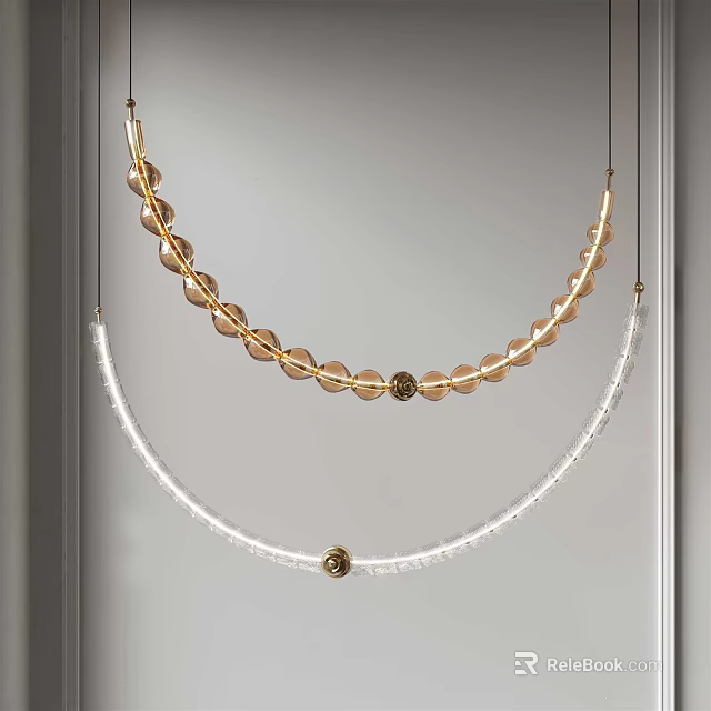 Modern Gold And White Chandelier With Circular Crystal Elements Hanging Design 3d model 