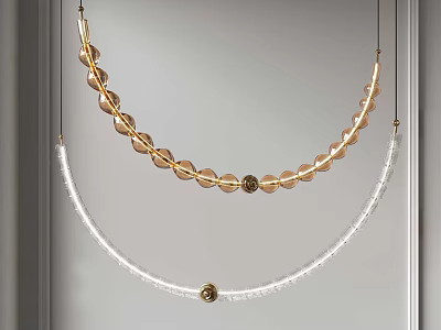 Modern Gold And White Chandelier With Circular Crystal Elements Hanging Design 3d model