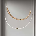 Modern Gold And White Chandelier With Circular Crystal Elements Hanging Design