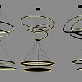 Modern Illuminated Hanging Chandeliers Featuring Circular Ring And Spiral Layer Designs