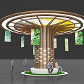 Modern Technology Tree Post Sofa Soft Round Stool Decorative Plaid 3d model