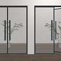 Modern glass double door office glass door glass door 3d model