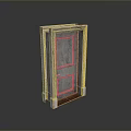 Traditional Wooden Entrance Door With Paneled Design And Natural Wood Frame In 3D Rendering