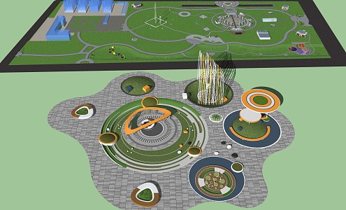 Modern Park Square Small Garden Landscape Node Street Green Park Municipal Citizen Park Leisure Square 3d model