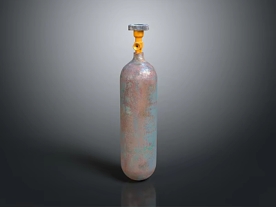 Gas Cylinder Equipment With Orange Valve And Rusty Copper Surface Design 3d model