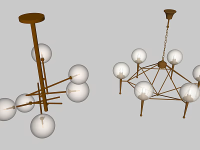 Modern Chandelier Design With Metal Branch Frame And Spherical Glass Bulbs 3d model