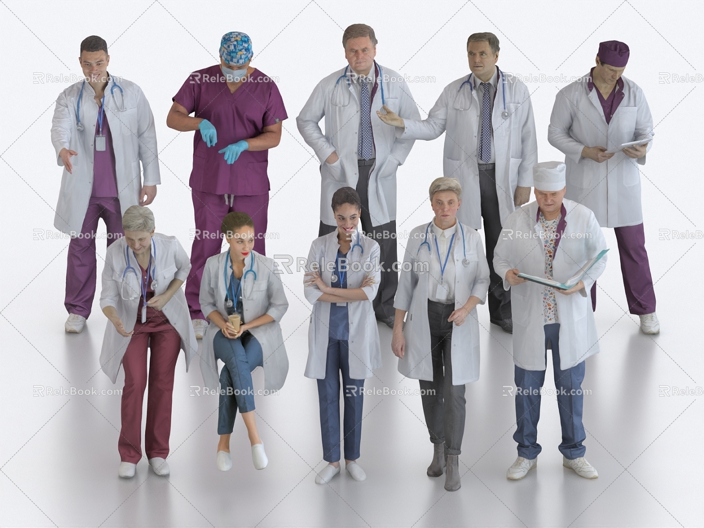 Doctors, nurses, attending doctors, surgeons, medical staff, medical staff, many people 3d model