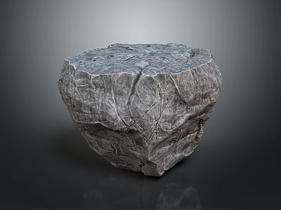 Natural Stone Round Stool With Rustic Rough Texture Handcrafted Design Idea 3d model