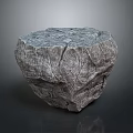 Natural Stone Round Stool With Rustic Rough Texture Handcrafted Design Idea 3d model