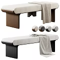 Modern Upholstered Bench With Beige Cushion Gray Blanket And Wooden Black Legs