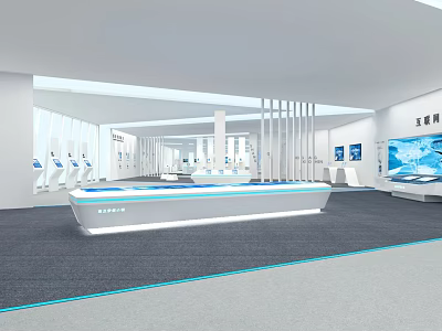 Yadongke Exhibition Hall Modern Interior With Display Counter And Digital Screens 3d model
