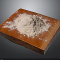 Pile of White Powder on Orange Wooden Board with Smooth Surface