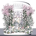 Festive Floral Art Installation With Pink Cherry Blossoms And Spring Flower Decorations
