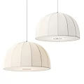 White Dome Shaped Pendant Lights with Fabric Shades and Vertical Stripes in Modern Style