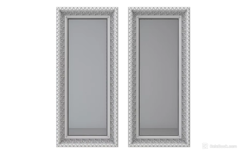 Two Rectangular Decorative Mirrors With Ornate Intricate Patterned Frames For Home Decor 3d model 