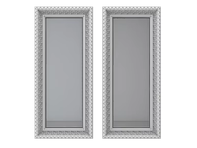 Two Rectangular Decorative Mirrors With Ornate Intricate Patterned Frames For Home Decor 3d model