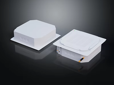 Two White Commercial Equipment Units With Lids And Connection Ports 3d model