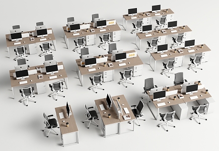 Modern Office Desk and Chair Office Desk and Chair Combination Staff Desk Multi-Person Desk 3d model