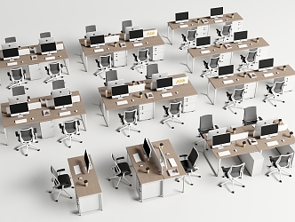 Modern Office Desk and Chair Office Desk and Chair Combination Staff Desk Multi-Person Desk 3d model