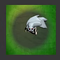 Mythical Creature Character With Red Horned Mask Long White Hair Holding Dagger On Green Grass