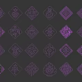 Chinese Traditional Red Diamond Lucky Symbols with Cultural Patterns and Characters