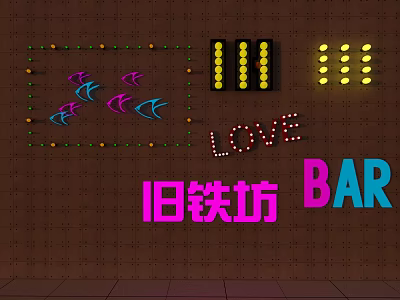 Modern decorative lights neon signs 3d model Modern decorative lights neon signs 3d model