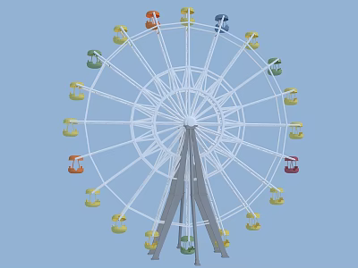 Colorful Ferris Wheel Amusement Ride With White Structure And Multiple Cabins For Parks 3d model